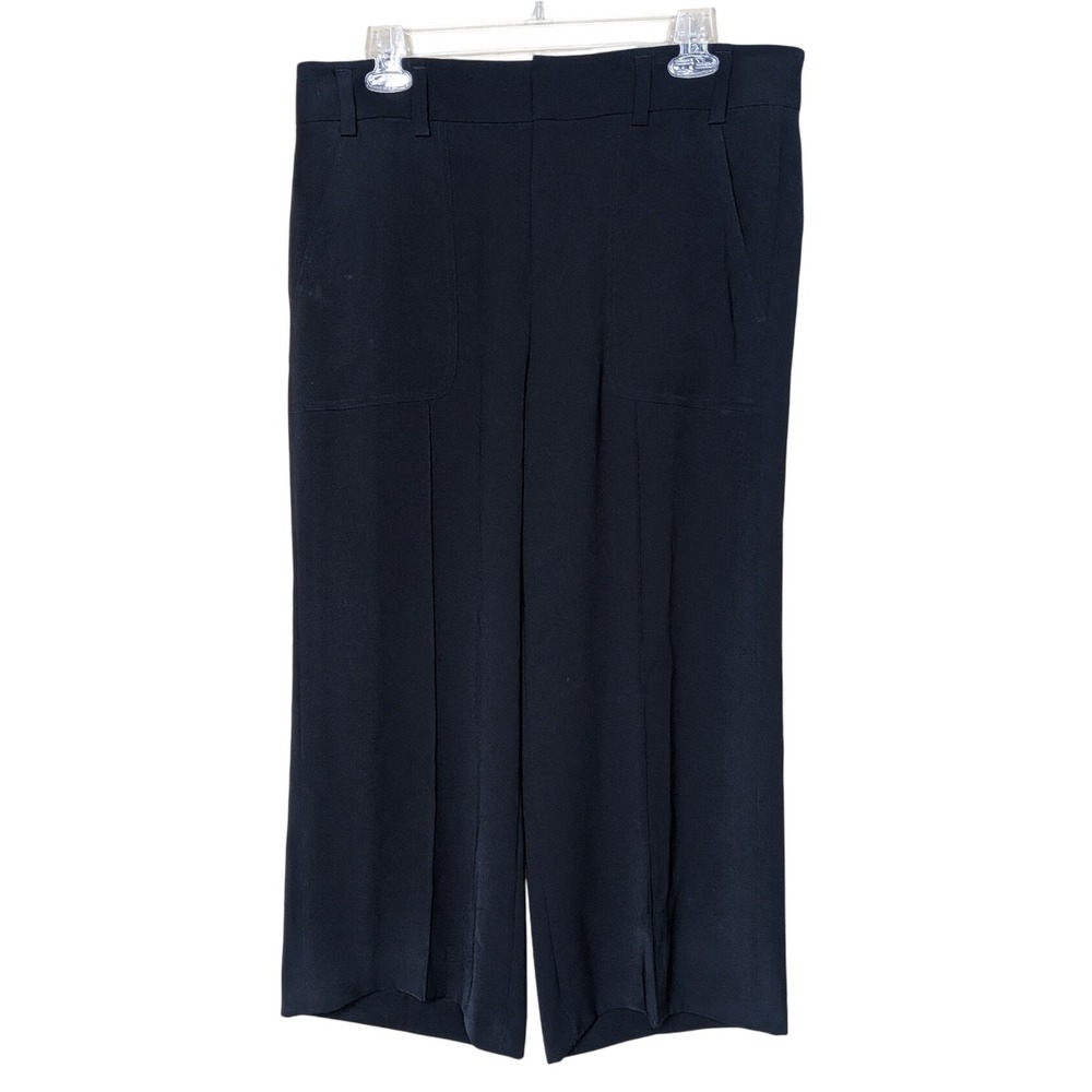 Vince Women's 8 Black Wide‎ Leg Cropped Pants Trousers Minimalist Quiet Luxury